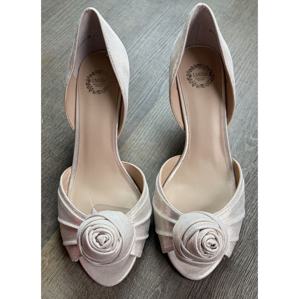 I. Miller Rosette Champagne Heels Platino Size 9.5 New without Box